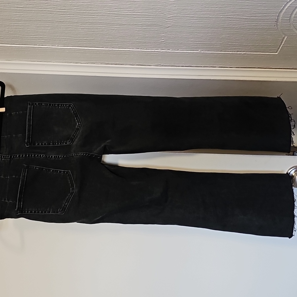 Free People Cropped Flare Raw Hemmed Pull-On Jeans Dark Gray/Faded Black Size 25 - Picture 5 of 11
